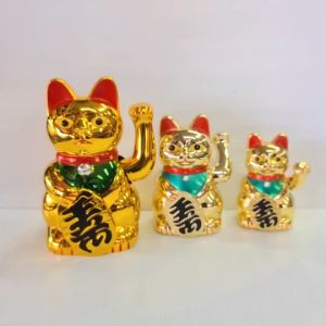แมวกวัก แบบใส่ถ่าน สีทอง แมวกวักโชคลาภ เงินทอง เรียกทรัพย์ โชคลาภโชคดี