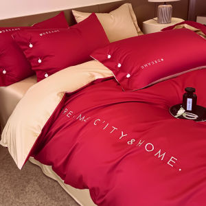 Luxurious Red Long Staple Cotton Bedding 4 Pieces Set