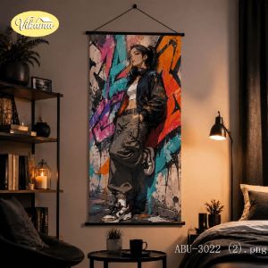 VIKAMA Anime Girl Với Parisian Beret Cafe Tấm Thảm Ấm Áp Thẩm Mỹ Cà Phê Nghệ Thuật Treo Tường Cho Phòng Ngủ Phòng Khách Trang Trí Nhà