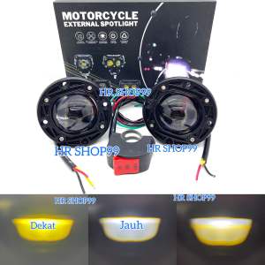 Sepasang Lampu Foglamp Laser Gun LED Bumper Bemper Mobil 3inc BULAT Kuning putih Cut Off 30watt Full Alumunium