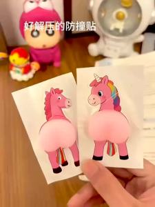 Cartoon Pony Butt Squeeze Sticker Funny Horse Hip Stress Relief Toy Anti-Collision Protective Sticker Party Favor Decoration for