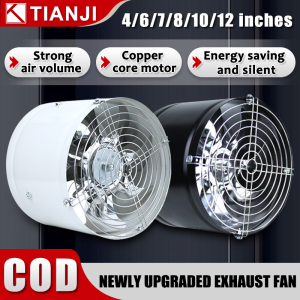 Cylinder Exhaust Fan 4/6/8/10/12Inch Duct Air Ventilator Inline Exhaust Fan Air Ventilator Metal Ventilation Exhaust Fan Indoor Ventilation Oil Fume Duct Fan Industrial Window Exhaust Fan Mini Extractor Bathroom Toilet Wall Fan Duct Fan Low Noise Exhaust