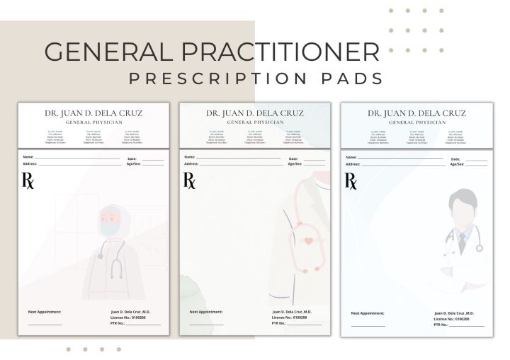 RX PAD, PRESCRIPTION PAD, MEDICAL CERTIFICATESCUSTOMIZABLE