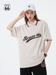 American Style Polo Shirt Short Sleeve Youth Fashion Cotton Letter Embroidery Turn-down Collar T-shirt Couple Summer Heavyweight