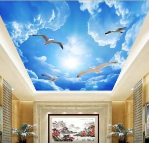Wallpaper plafon custom 3D - Wallpaper plavon - wallpaper plafon awan burung 3D