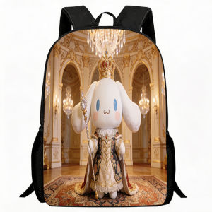 Sanrio | Kids Bag Royal Style Cartoon Puppy Print Backpack Adjustable Breathable School Bag Durable Lightweight Casual Daypack with Crown