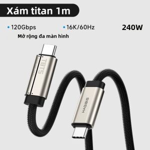 Cáp USB C Hagibis TBT5 Băng Thông 120Gbps Sạc 240W Siêu Mềm Tương Thích Video 16K/8K Cáp Đồng Bộ Dữ Liệu Nhanh Thunderbolt 4