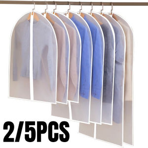 2/5PCS Translucent Clothes Dust Cover Zipper Closure Clothes Protective Cover Household Bedrooms Dormitories Clothing Storage