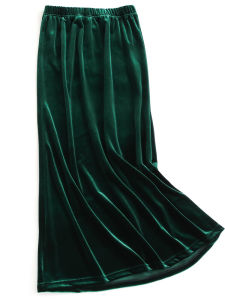 กระโปรงยาวทรงตรงผ้ากำมะหยี่สีพื้นเอวยางยืดทรงสลิมฟิตสำหรับผู้หญิง ฤดูใบไม้ร่วง 2024 กระโปรงยาวครึ่งตัวแบบใหม่สำหรับเดินทางไปทำงาน