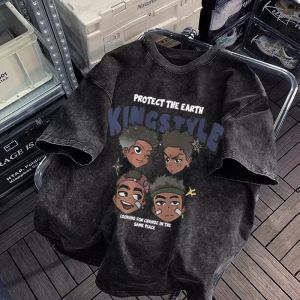 Retro Washed Heavyweight Mens T-Shirt Summer Thin Loose Fit Sleeveless Vintage Style Breathable round Neck Short Sleeve Tee