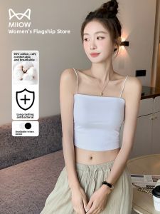 MiiOW | French Style Cotton Camisole Womens Top Belly Baring One Shoulder Strap Backless Summer Outerwear Short Sleeve Basic Fit