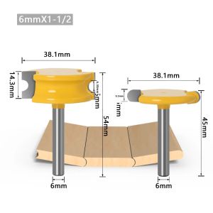 Bộ 2 Mũi Phay Tạo Rãnh Chữ T Kiểu Cung Tròn Dụng Cụ Chế Biến Gỗ Đường Kính Trục 6mm 8mm 12mm Dao Phay Chữ T Dùng Cho Việc Nối Sàn Gỗ