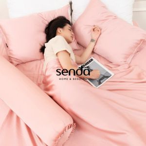 Bộ ga gối 3 món Lụa Tencel Sen Đá Home Bedding cao cấp trơn màu set 2 vỏ gối 1 ga giường bo chun 1m6 1m8 2m2