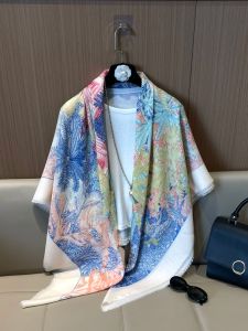 Summer New Arrival Silk Scarf Womens Thin Large Kerchief Color Scarf Travel Photos Outdoor High-End Air-Conditioned Room Shawl Fashion