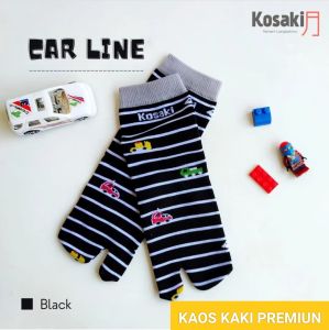 Kaos Kaki Anak Laki-Laki Kaos Kaki Anak Motif KOSAKID CAR LINE Kaos Kaki Jempol Dobel Tumit Dobel Nylon-HITAM