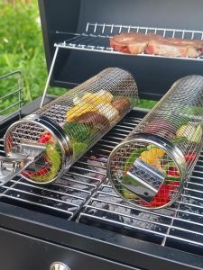 Stainless Steel BBQ Grill Basket round High Aesthetic Value Smoking Meat Grill Net Kitchen Cooking Utensils Barbecue Tools