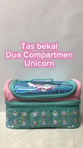 My Style TM 2374 Green Unicorn Double Decker Lunchbag (Green Hologram Finish Material) - Tas Bekal