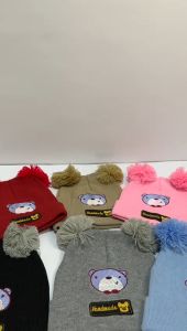 topi bayi terbaru kupluk pompom handmade karakter beruang topi rajut anak model korea untuk umur 3 bulan - 2 tahun