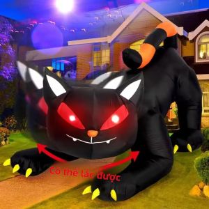 Đồ Chơi Mèo Đen Bơm Hơi Halloween 18M/6FT Với Đầu Lắc Khuôn Khí Trang Trí Sân Vườn Ma Quái Tích Hợp Đèn LED Cho Trang Trí Lễ Hội