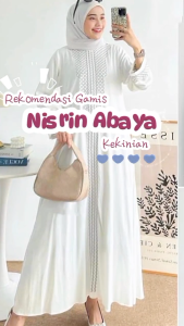 Gamis Putih Mewah Elegan Nisrin Dres CB Ceruty Babydoll Mix Bordir M L XL XXL 3XL Abaya Terbaru Kekinian Ootd Remaja Muslim VIral Baju Muslim Seragaman Pengajian