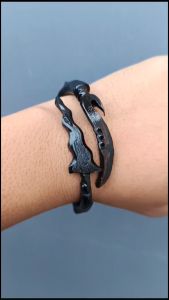 Gelang Akar Bahar Hitam Ukir Kujang VS Keris Gelang Karomah Berwibawa