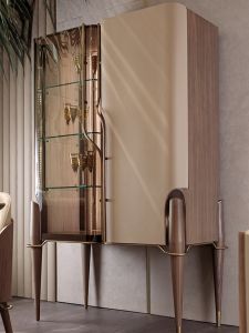 Italian Style Accessible Luxury Glass Door Wine Cabinet Decoration Ornaments Living Room Wall High Cabinet Designer High-End Home Display Cabinet