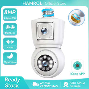 Kamera Pengawas WiFi PTZ Hamrol Dual Lensa 8MP dengan Audio Track Deteksi Otot & Floodlight untuk Keamanan Rumah