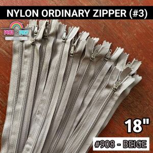 6 PCS {FUJI & MIT} NYLON ORDINARY ZIPPER #3 (18)INCHES/SOLD PER PIECE