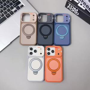 Ốp Điện Thoại Từ Tính Có Vòng Kim Loại Sang Trọng Cho iPhone 13/12 Pro Max Tương Thích Với Magsafe Matte Bumper Cover Chống Sốc Chống Trầy Xước