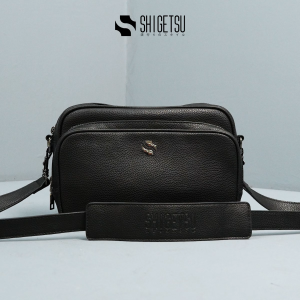 Shigetsu MORI Leather Sling Bag Crossbody Bag for Men Shoulder Leather Bag for School
