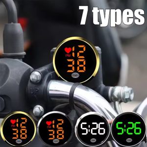 Touch-Control Night Light Car Clock with LED Digital Display Car Steering Wheel Dashboard Alloy Clock Ornament Built-in Battery