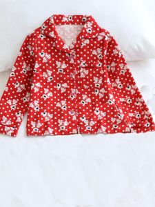 ฤดูใบไม้ผลิ ฤดูใบไม้ร่วง Pure ผ้าฝ้าย ผ้าสักหลาด ชุดนอน เสื้อผ้าบ้านเด็กผู้หญิง เด็กทารก ทั้งหมด ผ้าฝ้าย การ์ตูน หมีแดงชิ้นเดียว เสื้อท่อนบน