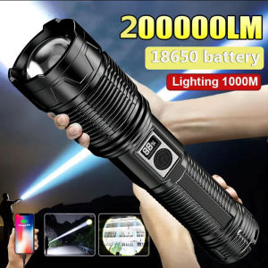 Most Powerful Rechargeable LED Flashlight Built-in 18650 Battery Long Range Tactical Torch Light For Fishing Hunting