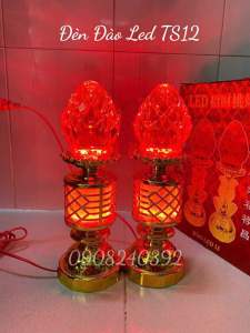 [ TS12 ] Bộ 2 đèn trái đào để bàn thờ đèn thờ cúng dạng trái đào led