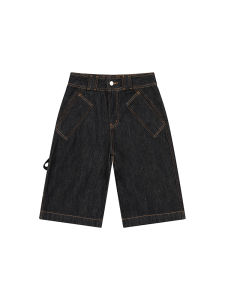 กางเกงยีนส์ทรงตรงเอวสูงทรงหลวมสำหรับผู้หญิงในช่วงฤดูร้อน กางเกงขาสั้นทรงห้าส่วน กางเกงยีนส์ทรงลำลองสไตล์ย้อนยุค