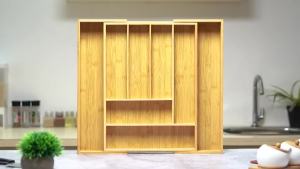 Expandable Bamboo Silverware Organizer Utensil Organizer Kitchen Drawer Tray Utensil Cutlery Holder for Forks Spoons Knives