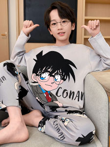 Spring Autumn Cotton Pajamas Long Sleeve Thin Home Clothes Set for Boys Kids Toddler Children Comfortable Breathable Sleepwear