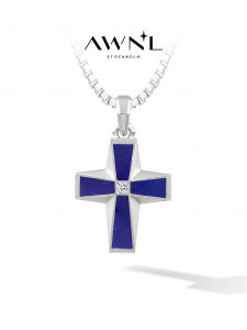 Klein Blue Cross Necklace Agate S925 Silver