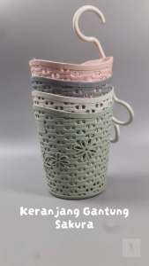 Keranjang Penyimpanan Serbaguna Dapur Kamar Mandi Gantung 12cm Plastik Sakura Clio SNY