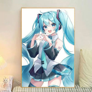 Bandai | H-Hatsune M-Miku Anime Character Modern Canvas Oil Painting Paint by Numbers for Living Room Bedroom Home Decor Frameless