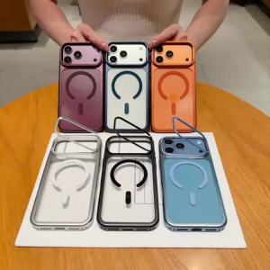 szhaiyu | Luxury Magnetic Wireless Charging Lens Holder Case For iPhone 18 Pro Max 17 Pro Plus Shockproof Armor Transparent Cover Funda