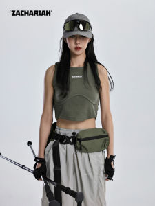 ZACHARIAH | Military Green Outdoor Sports Crop Top Vest