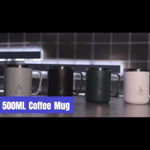PH Stock 500ml Coffee Cup Mug With Cover And Handle Creative 304 Stainless Steel Coffee Tumbler Insulated Mug Tumbler Hot And Cold