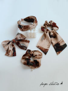 Dunhuang Impression Original Niche Maillard Style Ink Painting Bowknot Hair Ring Hairpins/Hairbands Hair Accessories Headdress