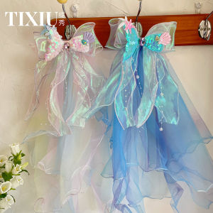 Princess Style Childrens Headscarf Butterfly Knot Shiny Sequin Hairpin Baby Girl Hair Accessories Fairy Tale Princess Headwear