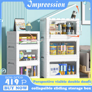 Transparent Visible Double Door Baby Clothes Storage Box Plastic Large Large Capacity Books Toys Multifunctional Storage Box Storage Room Stackable Outdoor Household Products Car Storage Storage Box - Lazada