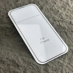 ฟิล์มกันรอยกระจกนิรภัย Apple iPhone 15 pro Max 16 17 13 14 plus ขอบดำบาง ป้องกันรอยนิ้วมือ กระจกอลูมิเนียมสูง ฟิล์มกันรอย