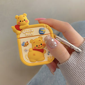 CrashStar 3D Cute Cartoon Bear Square Silicone Soft AirPods Case For AirPods Pro 2 AirPods 1 2 3 InPods 12 i12 Wireless Bluetooth Headset Headphones Earphone Shockproof Cover Casing Shell Hot Sale