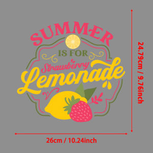 Summer Is For Strawberry Lemonade Print Iron-On Transfers Stickers For T-Shirts/Bags DIY Washable Heat Transfer Sticker