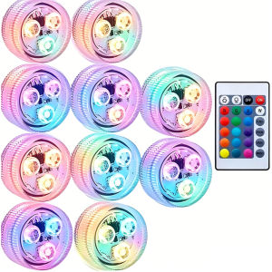 3leds RGB Led Submersible Light Underwater Night Lamp Battery Operated Garden Swimming Pool Light for Wedding Party Vase Bowl